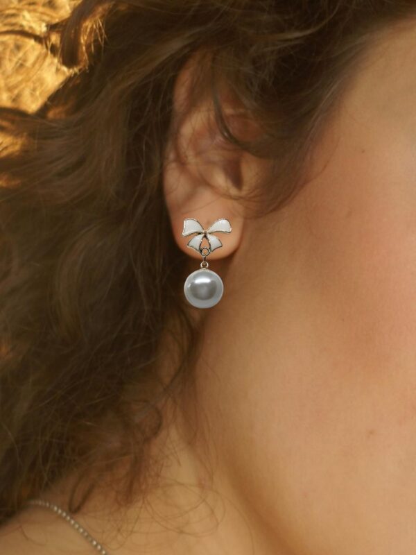 White Korean Pearl Drop Earrings