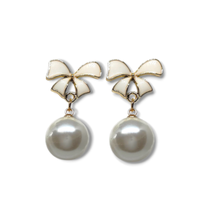 White Korean Pearl Drop Earrings